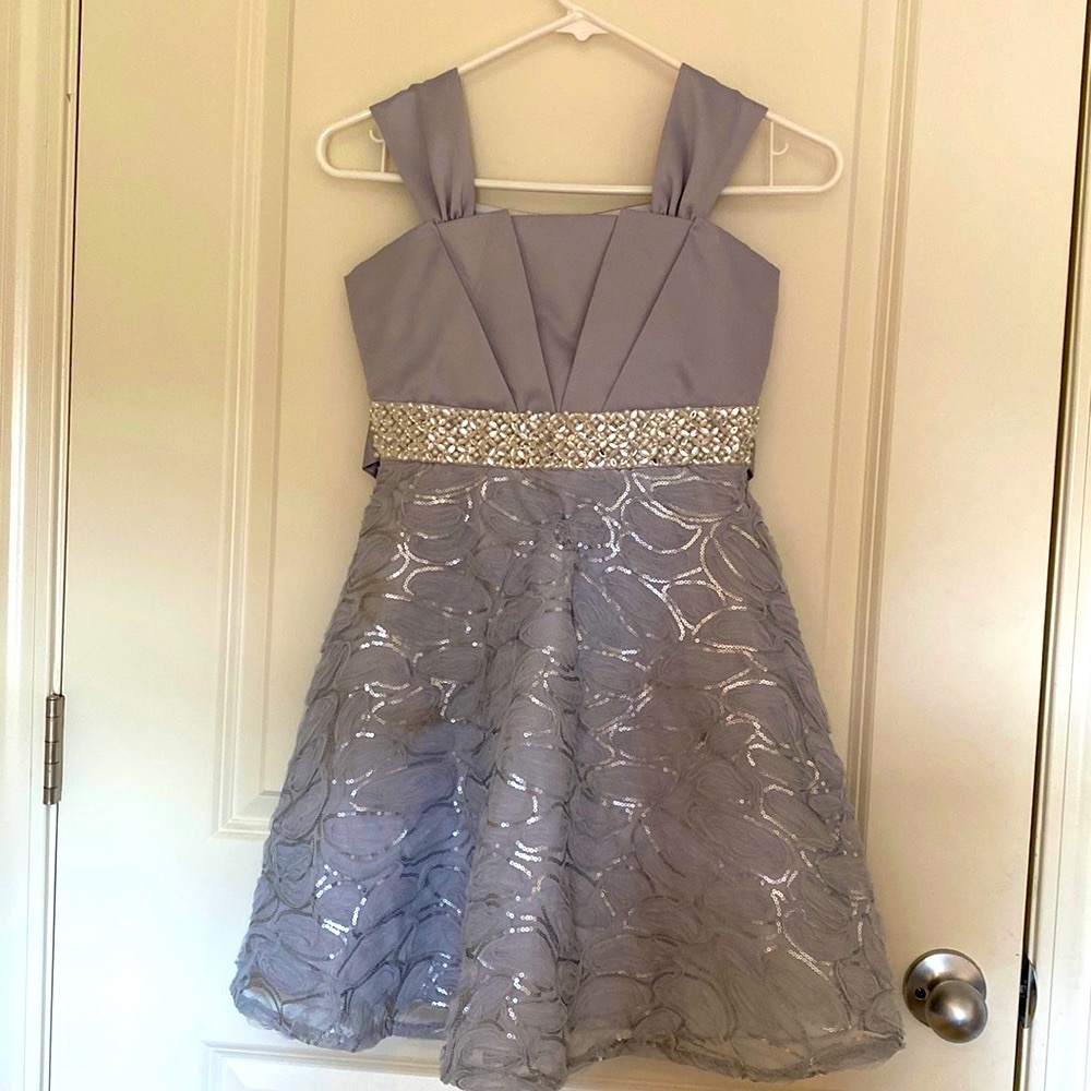 Girls gray formal sequin dress